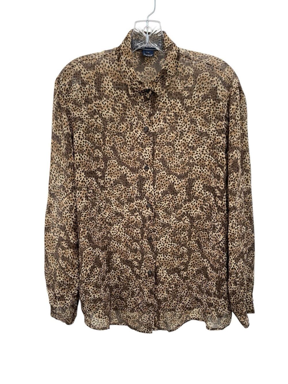 Vintage Burberrys Blouse Sheer Leopard Print Size 12